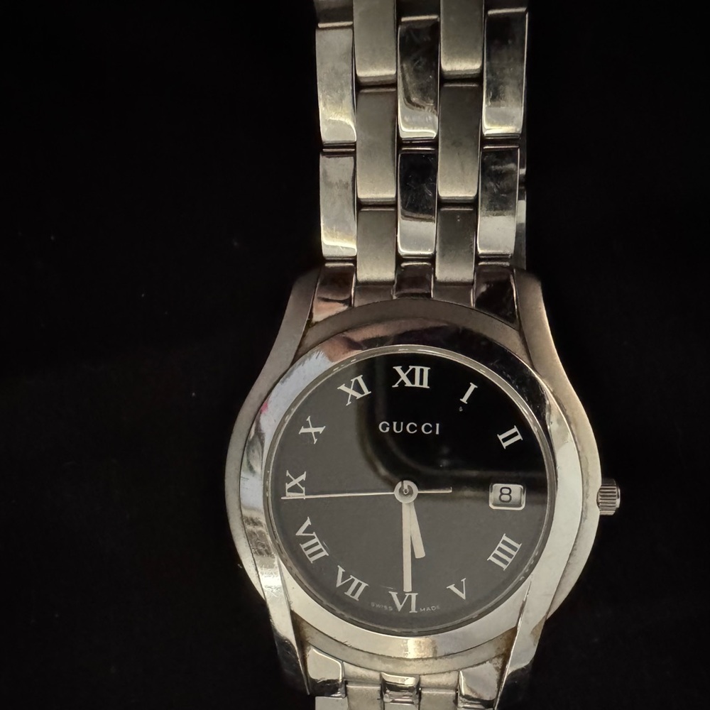 GUCCI black stainless steel watch with date. - Picture 5 of 16